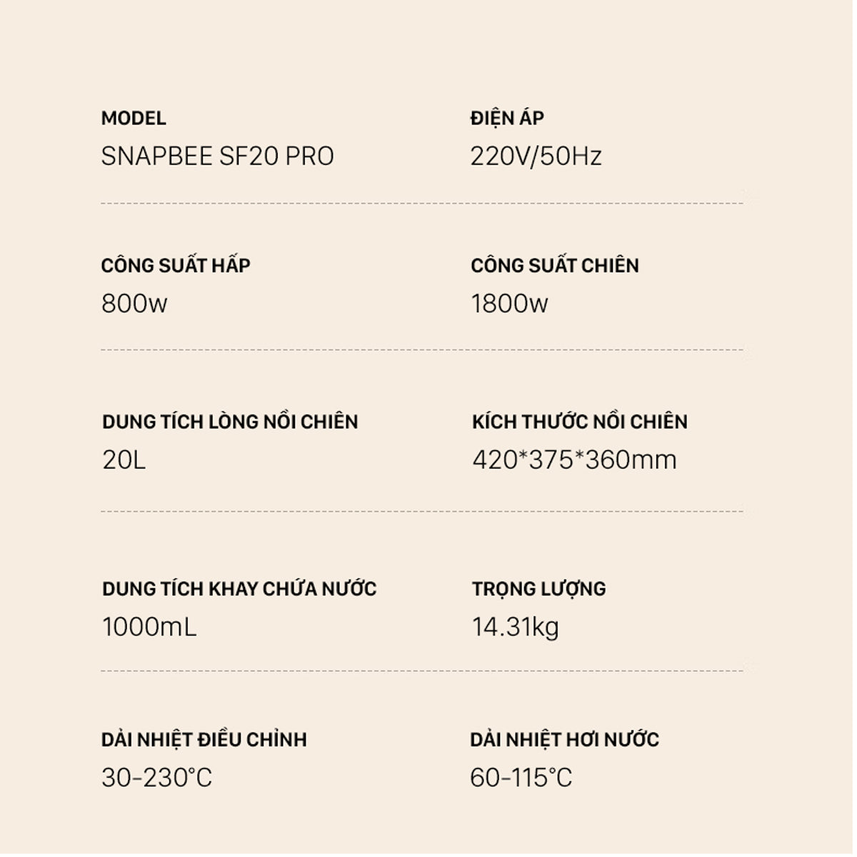 Nồi Chiên Hấp Đa Năng SnapBee SF20 PRO – Dung Tích 20 Lít – Inox 304 và 316 cao cấp – Đầy đủ phụ kiện – Bảo hành 2 năm chính hãng