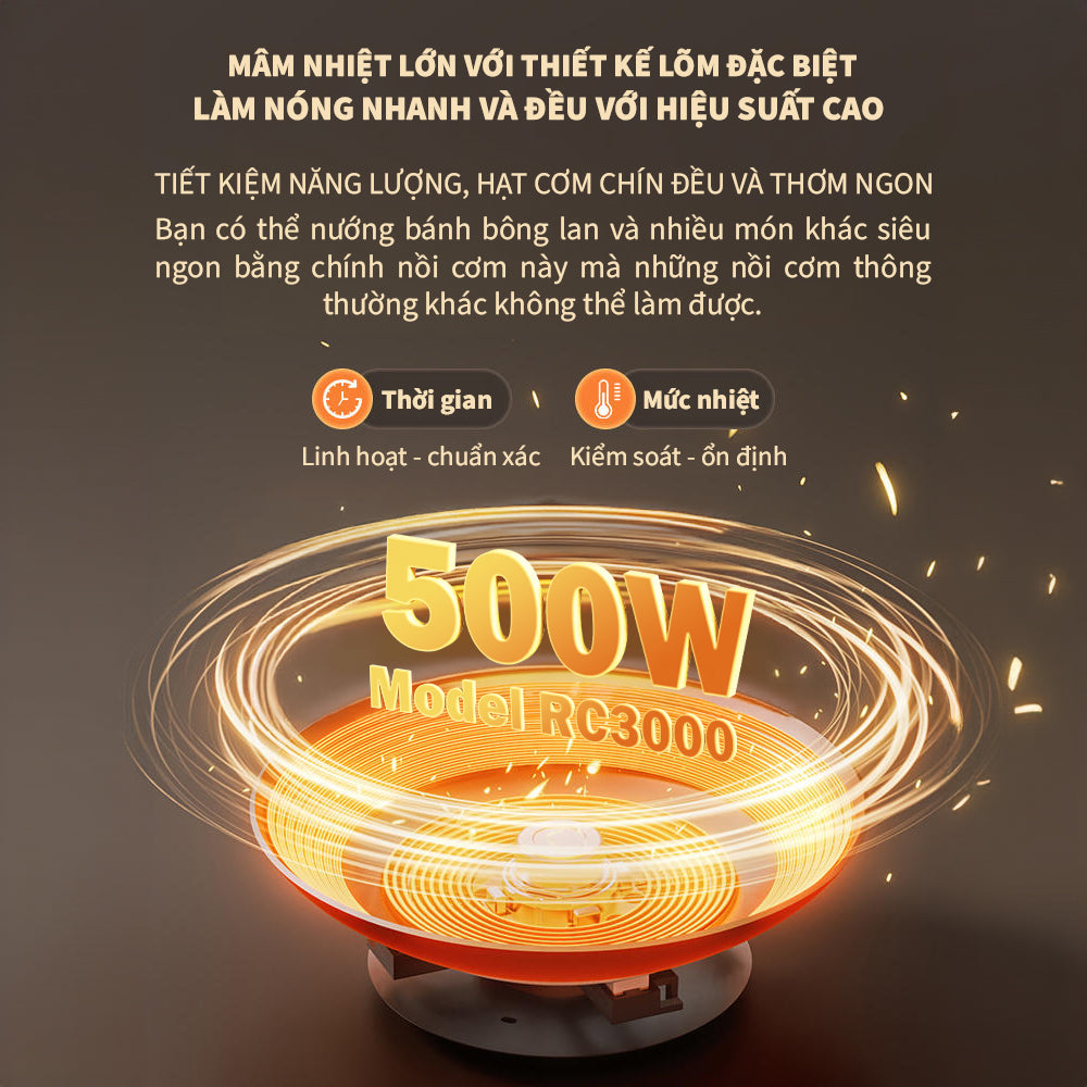 Nồi Cơm Điện Đa Năng - Kiêm Tách Đường - Snapbee RC3000 PRO - Dung Tích 3 Lít - Lòng Nồi Niêu Inox 304 Vân Lục Giác Siêu Dày Đầu Tiên Trên Thị Trường