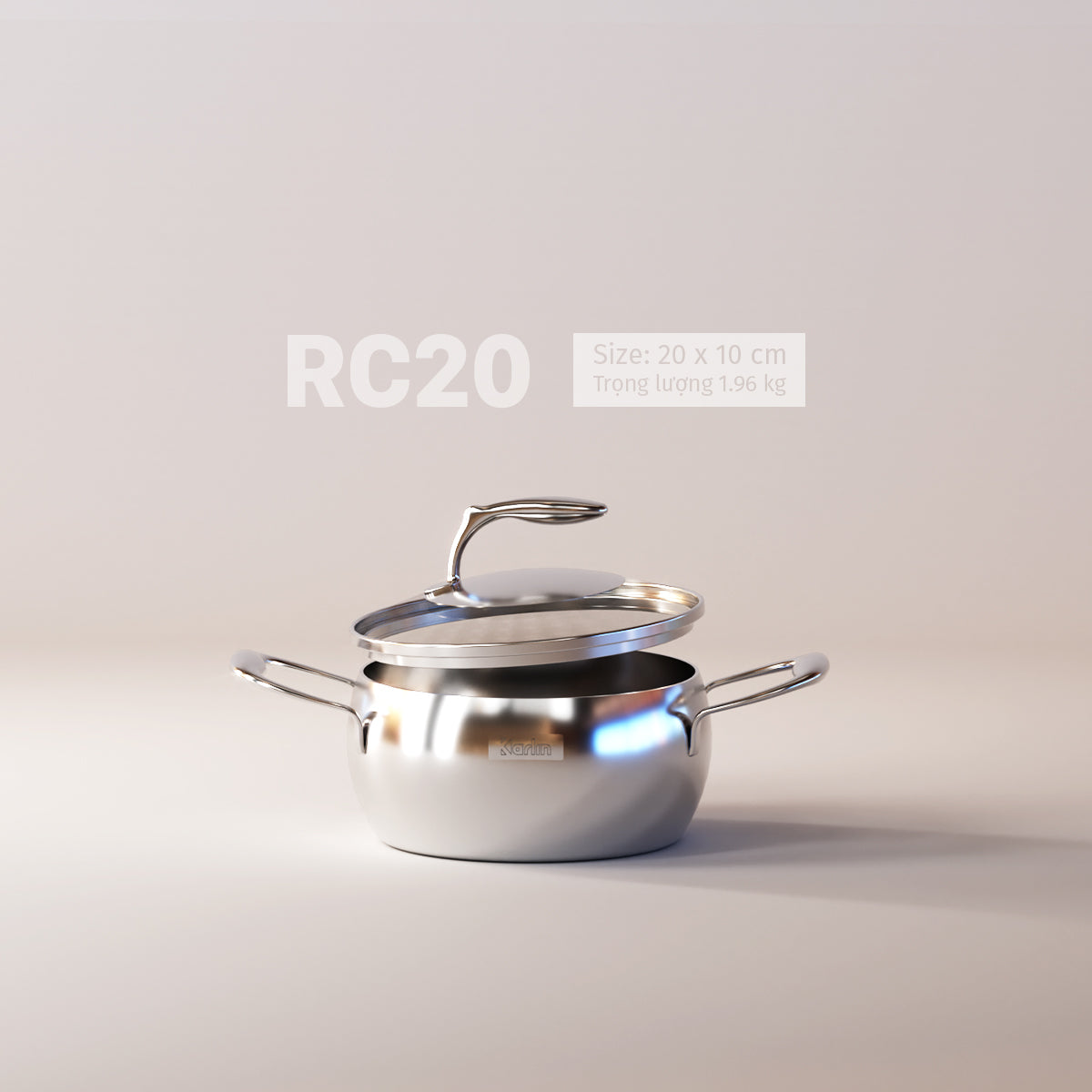 Nồi Karlin Chống Dính Tự Nhiên CR20 - CR22 - CR24 - Đáy 5 Lớp - Kiểu Dáng Bo Tròn - Nấu Được Trên Mọi Loại Bếp