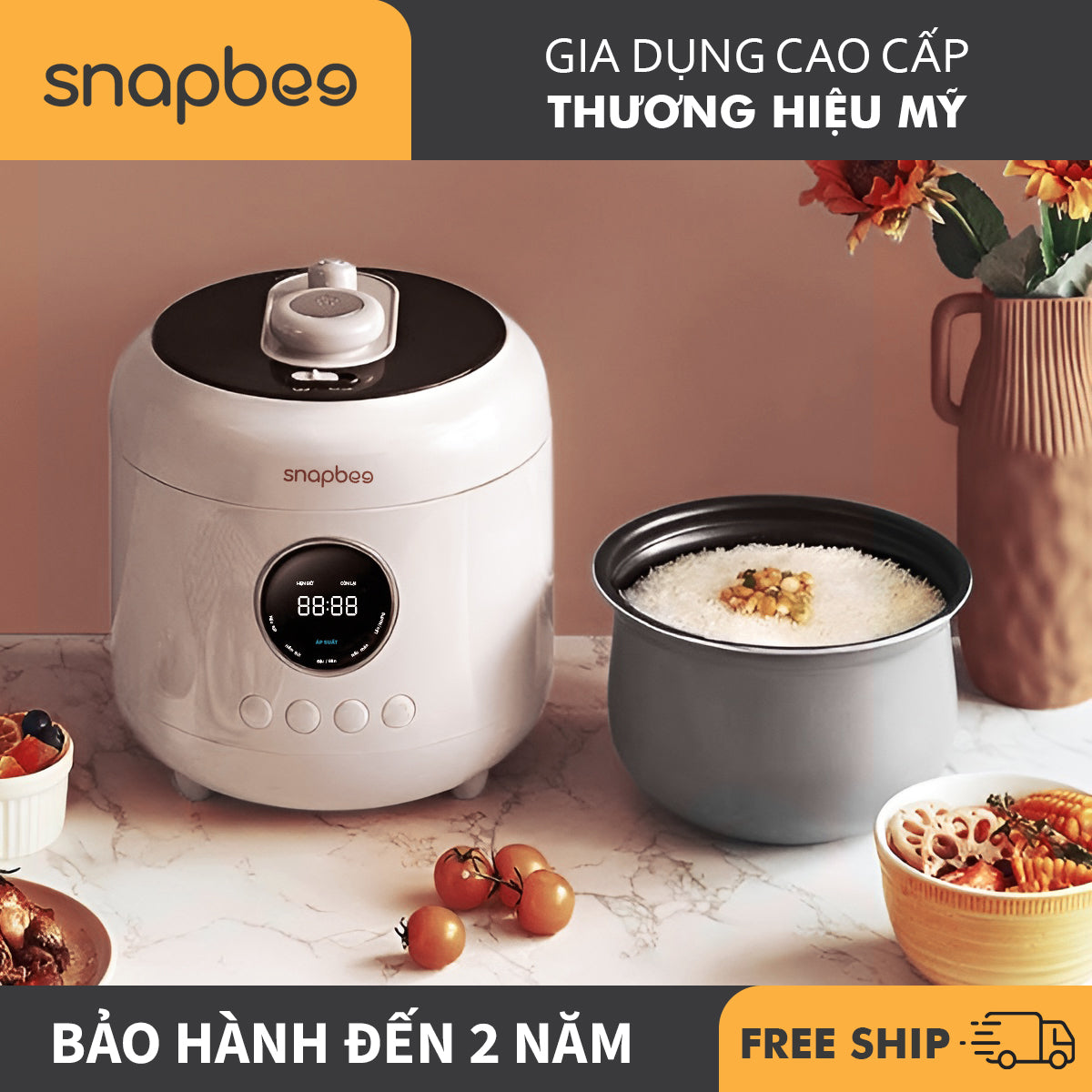 Nồi Áp Suất Đa Năng QUEEN S45 (Kiêm nấu chậm) - Dung tích 4.5L - Nhiều Tính Năng Thú Vị - Thương Hiệu Mỹ