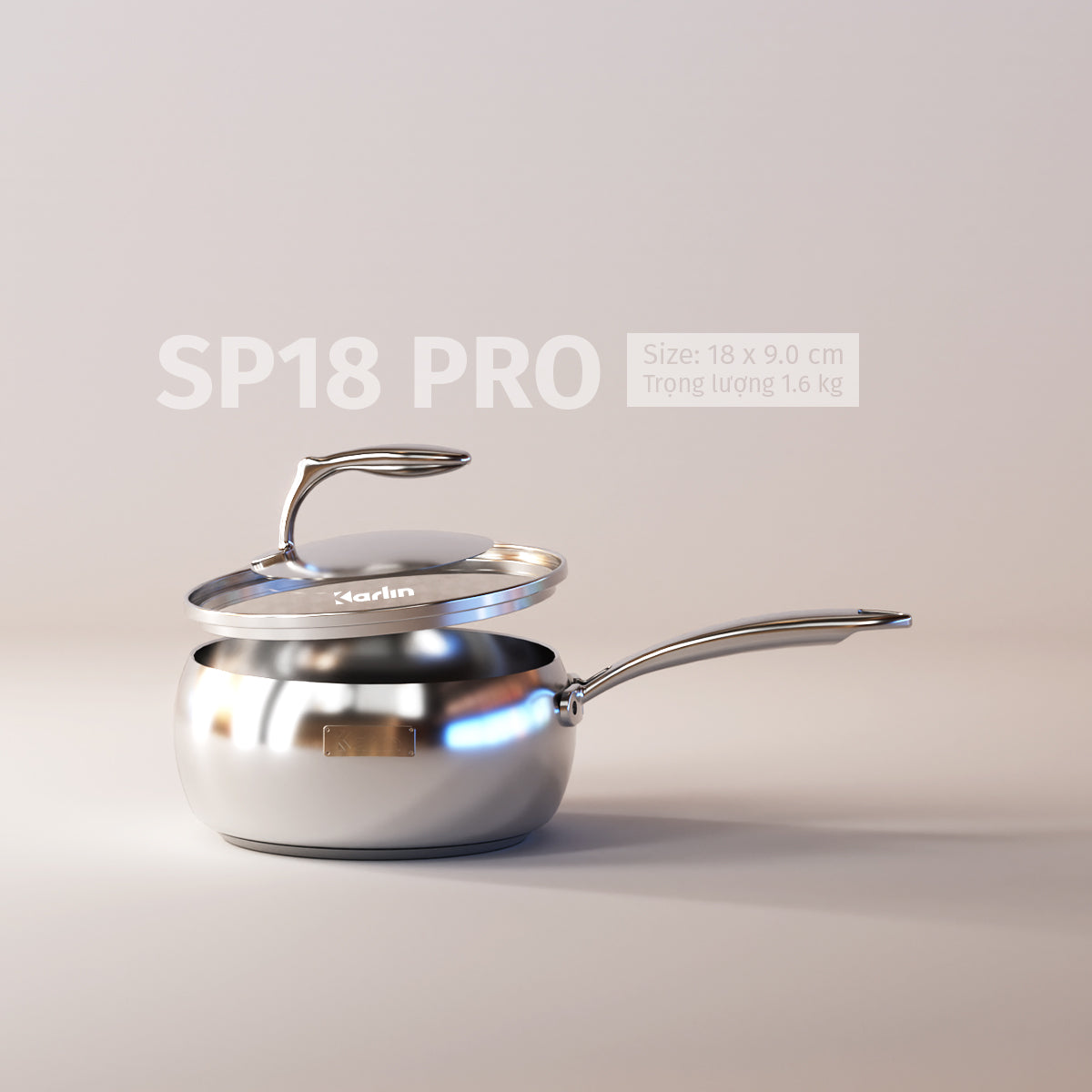 Quánh Karlin Chống Dính Tự Nhiên SP18 PRO - Đáy 5 Lớp - Kiểu Dáng Bo Tròn - Nấu Được Trên Mọi Loại Bếp