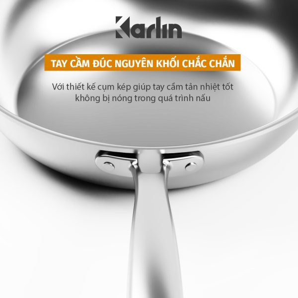 Chảo Karlin Chống Dính Tự Nhiên – P26 – Đáy 5 Lớp – Sâu lòng 7 cm – Đường Kính 26 cm – Nấu Được Trên Mọi Loại Bếp – Không kén bếp