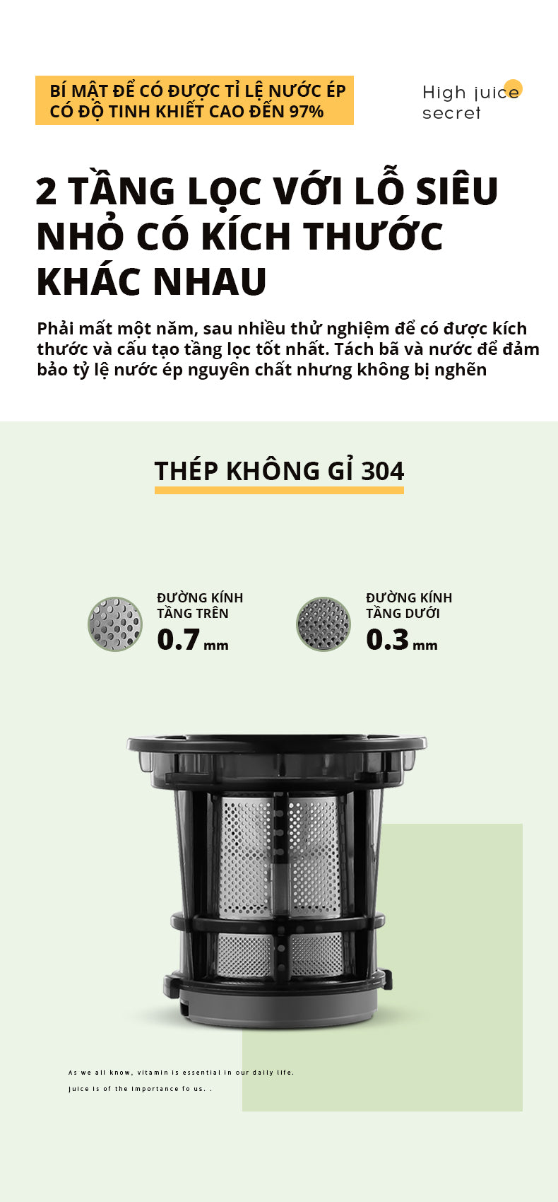 Máy ép chậm SnapBee SK-202VN - Ép rau củ quả siêu kệt bã - Thương Hiệu Mỹ