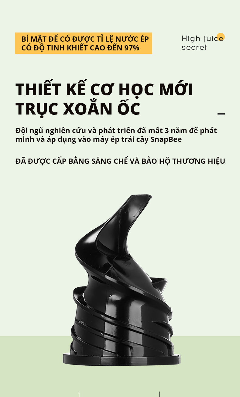 Máy ép chậm SnapBee SK-202VN - Ép rau củ quả siêu kệt bã - Thương Hiệu Mỹ
